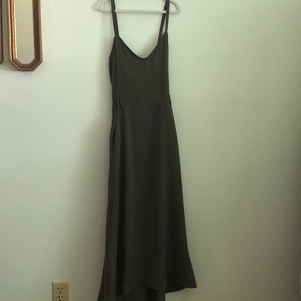 Green Spaghetti Strap Boho Dress